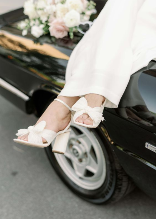 Loeffler Randall Camellia Pearl Pleated Bow Heel