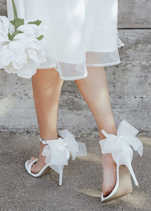 Most Romantic Ivory Ankle Strap Pearl Bow Heels