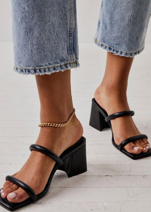 Square heels with jeans